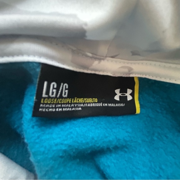 Under Armour Cyan Loose Fit Hoodie with Silver Logo Size Large - Picture 4 of 7